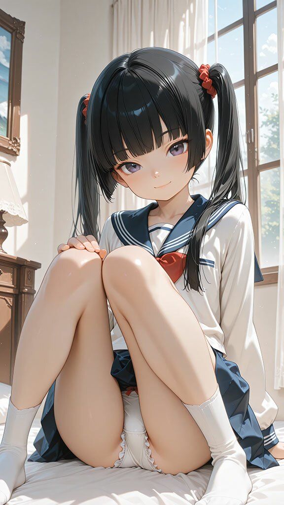 ツインテールの妹がパンツを見せて誘惑してくるCG集 - サンプル画像 2
