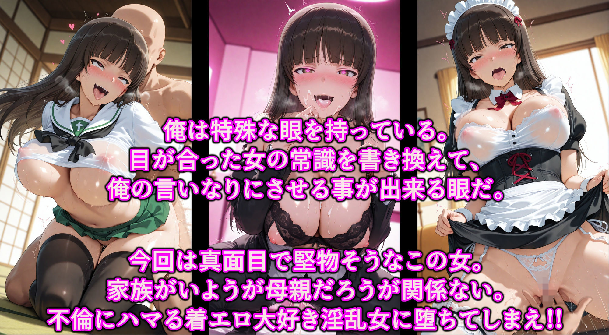 不倫に狂う巨乳ママ！これぞ淫乱西住流！！堅物家元を洗脳魔眼で発情快楽調教！！家族はポイしてコスプレご奉仕エッチ - サンプル画像 1