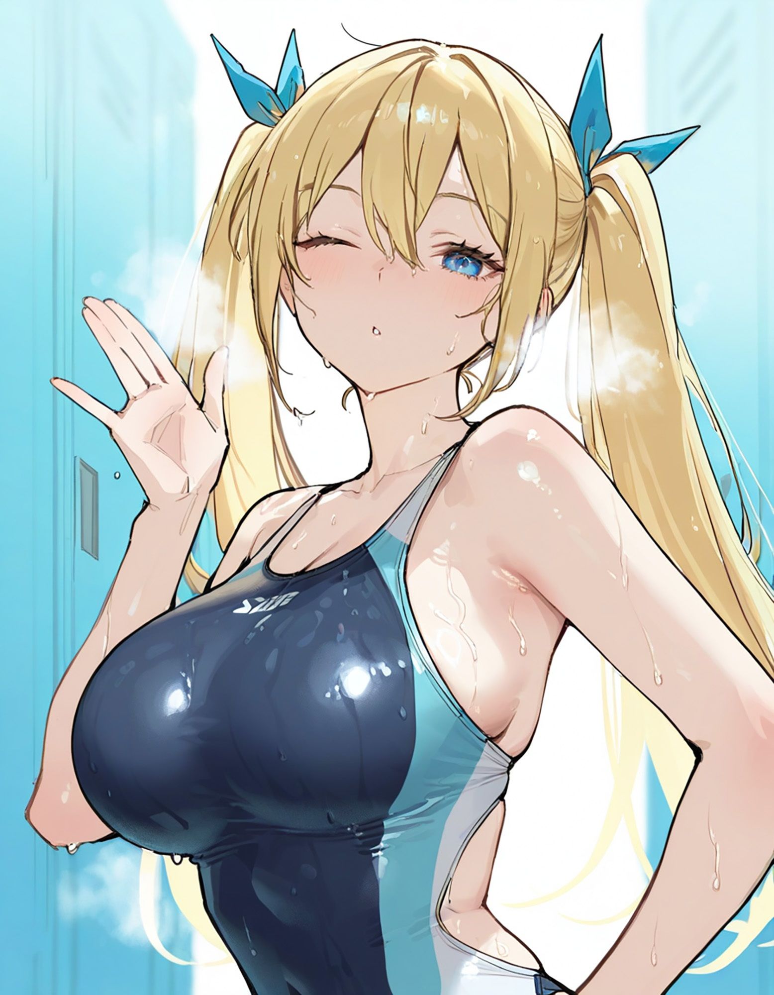 なまいきJ○快楽堕ち！制服黒スト×競泳水着の金髪ツインテギャルをアヘイキするまでわからせたったww 2 - サンプル画像 7