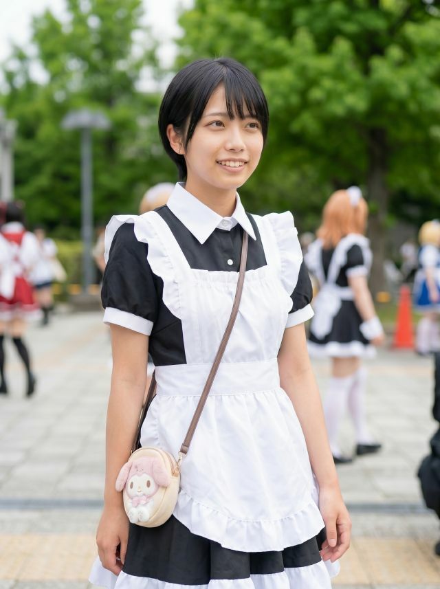 【リアル系】ボーイッシュメイドのコスプレイベント密着〜白コットンぱんちら - サンプル画像 1