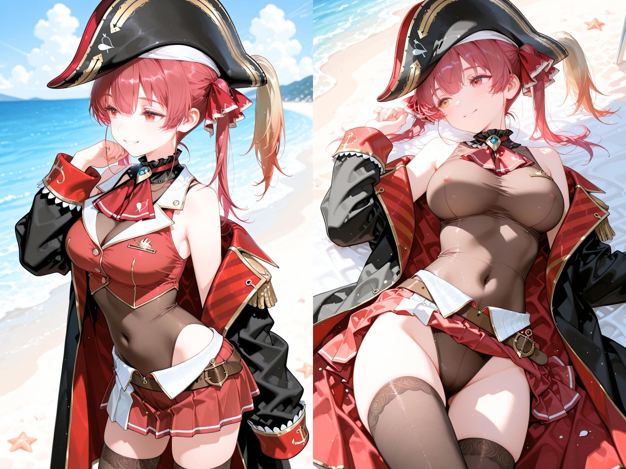 【4K動画付き】ヒロインと海辺の誘惑:宝鍾マ○ン編  ホ〇ライブ Vtuber 4K高画質 - サンプル画像 1