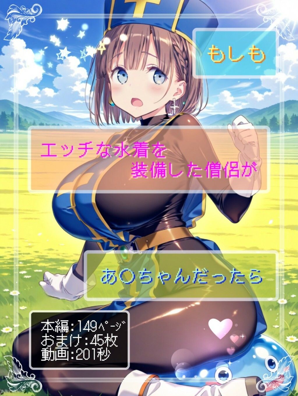 もしもエッチな水着を装備した僧侶があ○ちゃんだったら - サンプル画像 1