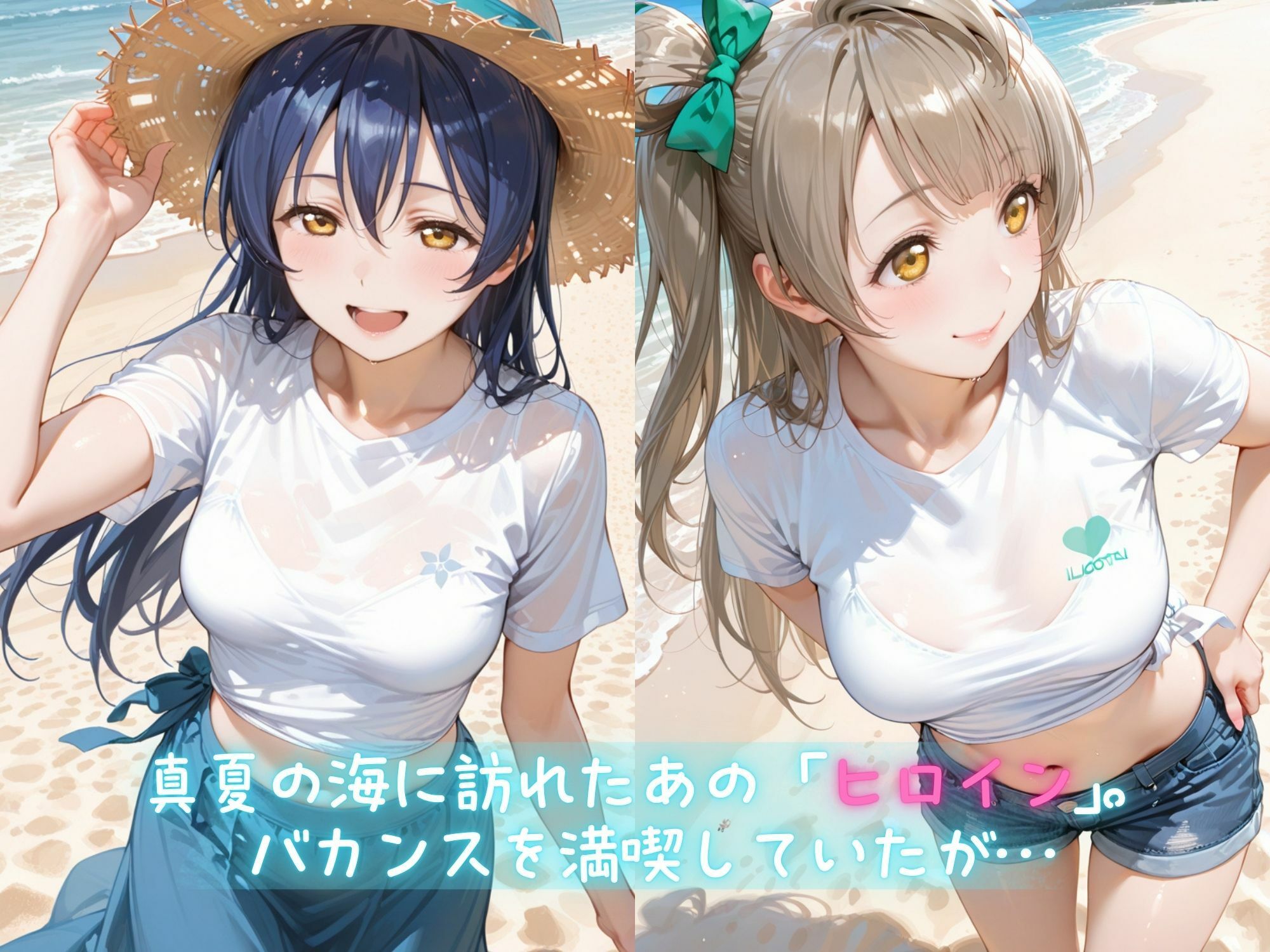 メス堕ちヒロイン  〜 う●＆こ●り 夏の海編 〜 - サンプル画像 1