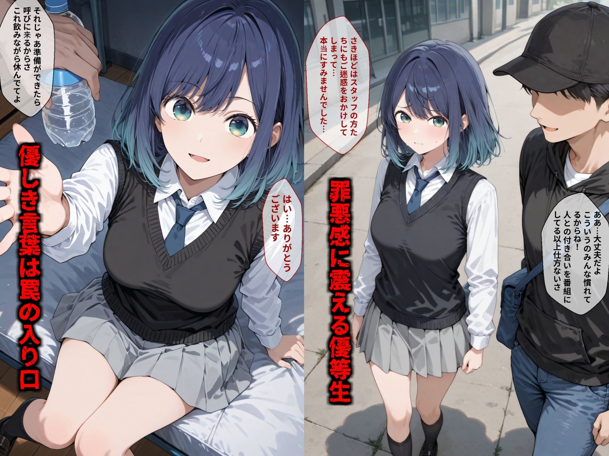 純潔崩壊 黒〇あかね 前編:炎上、絶望、夢を追う少女の純潔が蹂躙される夜 - サンプル画像 1