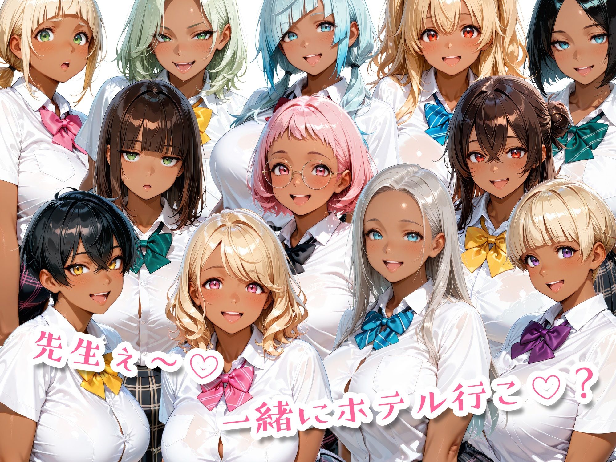 12人のムチムチ黒ギャル生徒と制服プレイ - サンプル画像 10