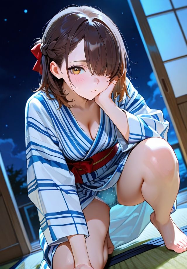 夏夜の浴衣から覗く下着 - サンプル画像 1