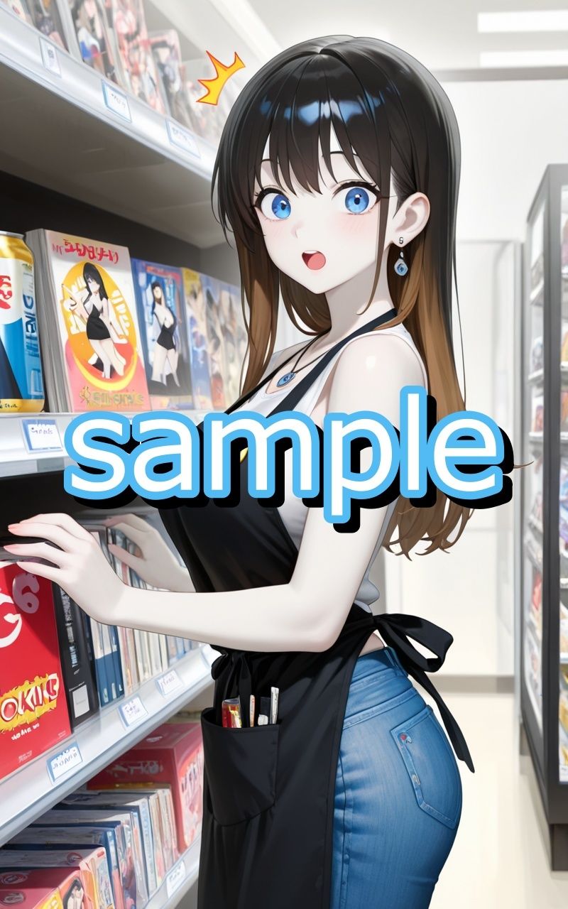 アニメショップで働いていたギャルに偶然遭遇したオタク君がトイレでしちゃうイラスト集 - サンプル画像 1