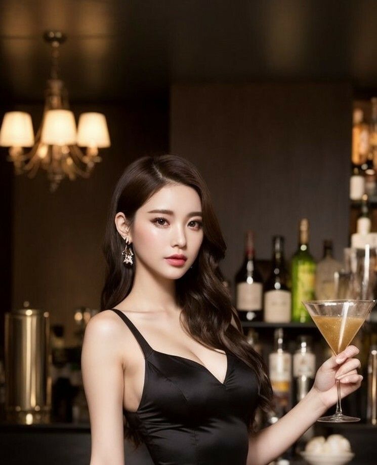 夜に映える黒ドレスの美女133枚 - サンプル画像 7