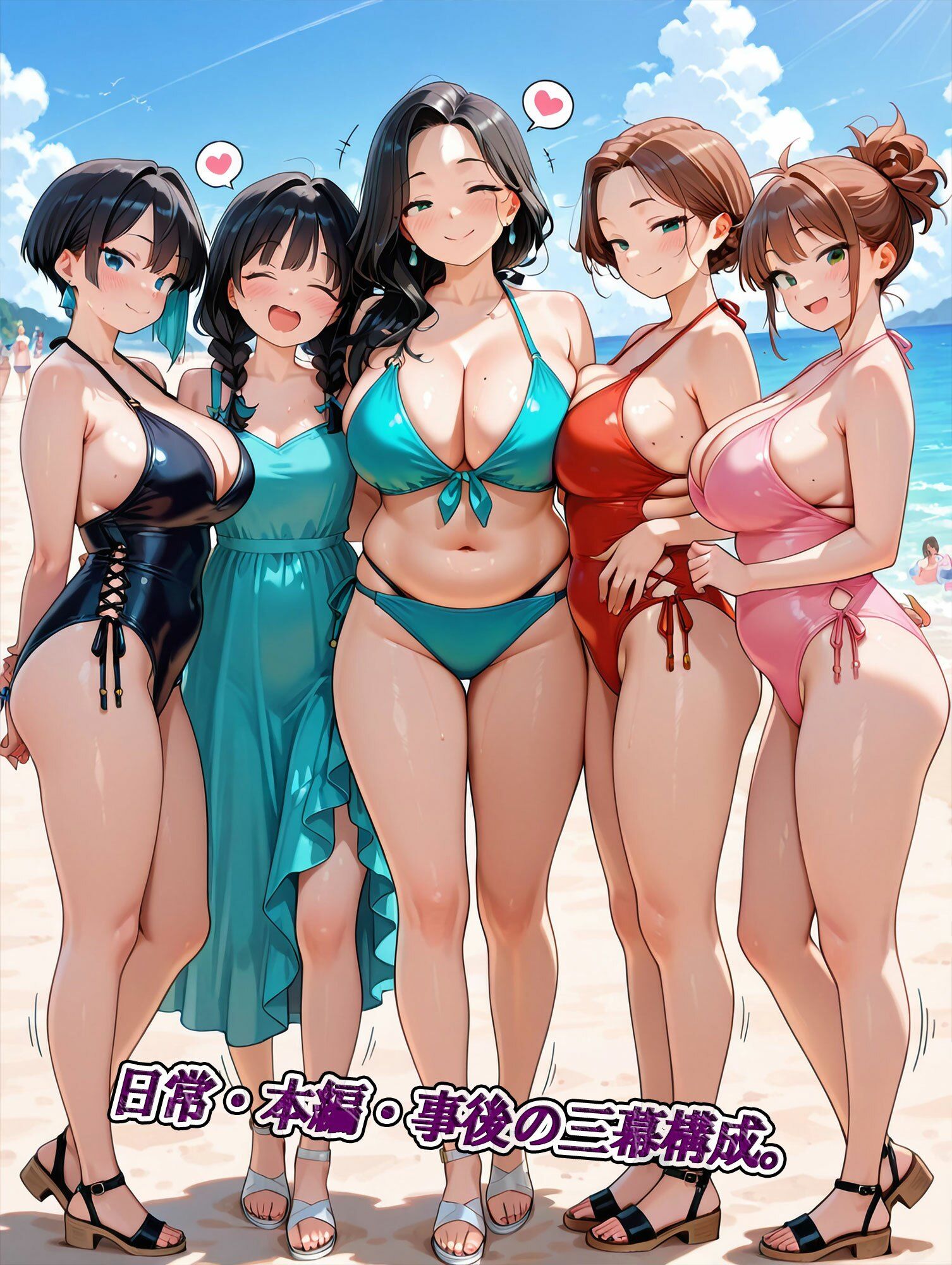 ドレス型水着人妻被虐乱交〜男たちに服従し、堕ちていく熟女たち〜 - サンプル画像 7