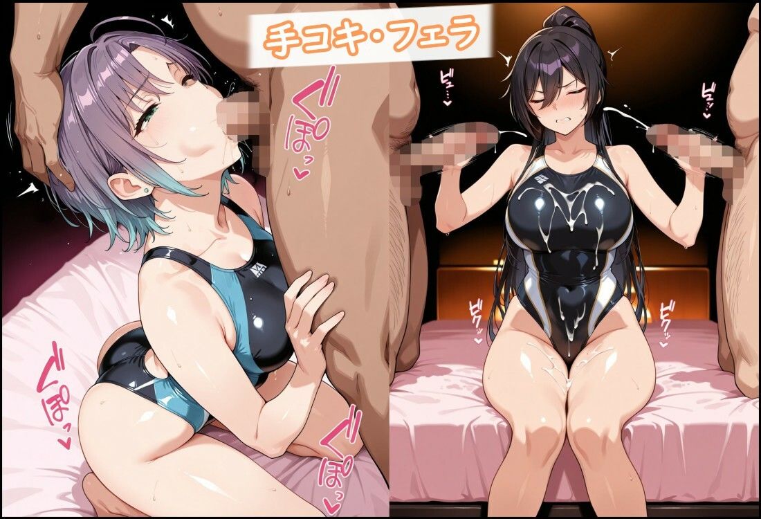 競泳水着のボーイッシュアイドル達がおじさんに種付けされる - サンプル画像 5