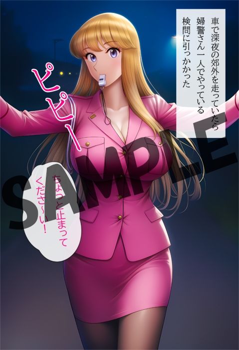 とある婦警さんと夜間の検問で - サンプル画像 1