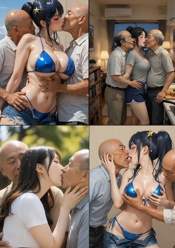 美女とおじさんのディープキス キス好き大集合♪ 3P編2 - サンプル画像 8