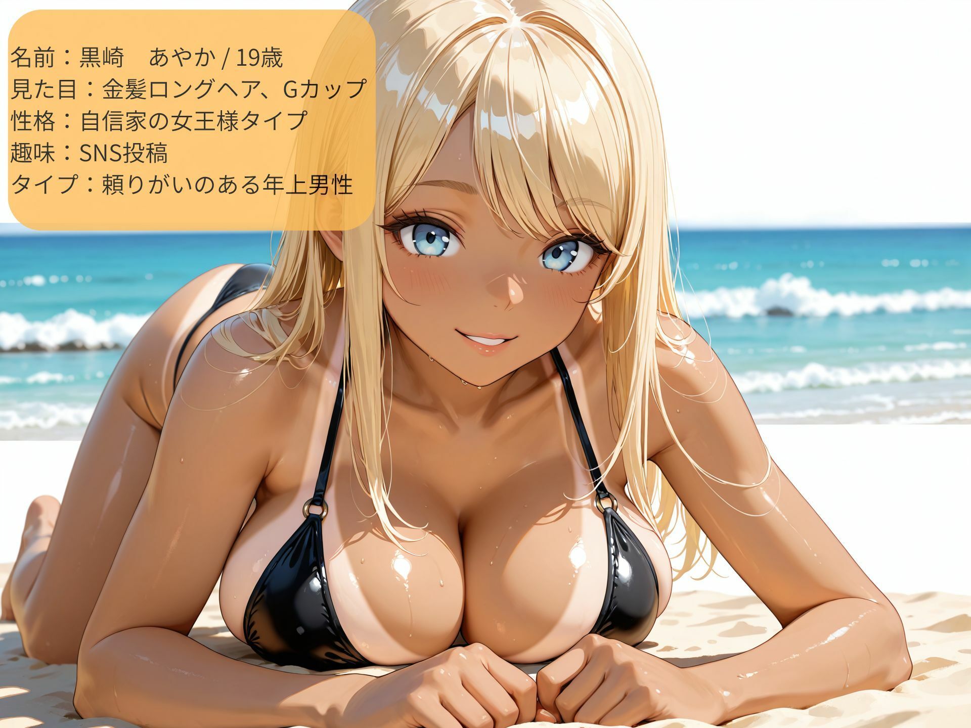 巨乳黒ギャルビッチに逆ナンされてビーチで生ハメ！ - サンプル画像 1