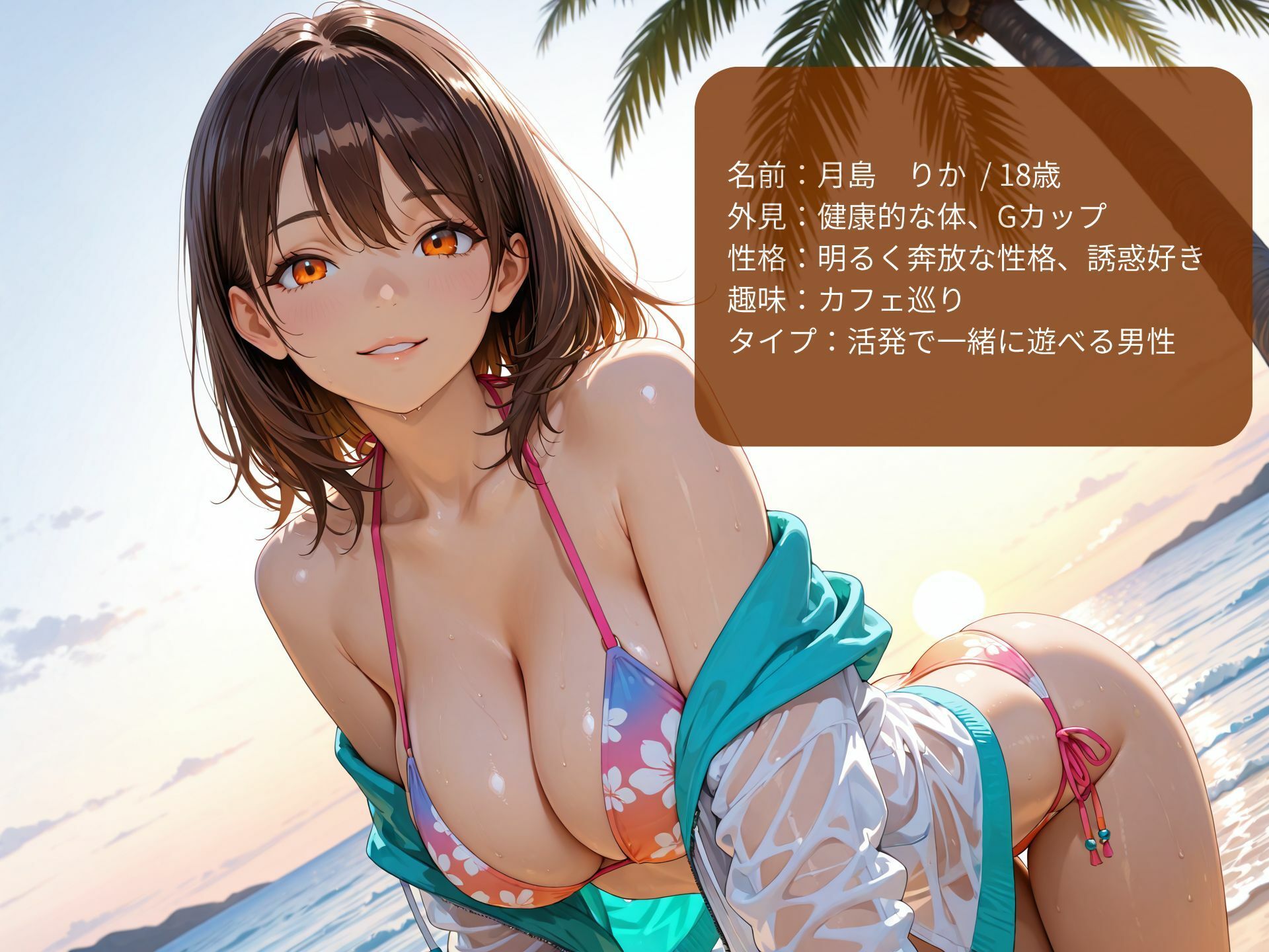 クラスで有名なヤリマン巨乳と南国ビーチで露出セックス！ - サンプル画像 1