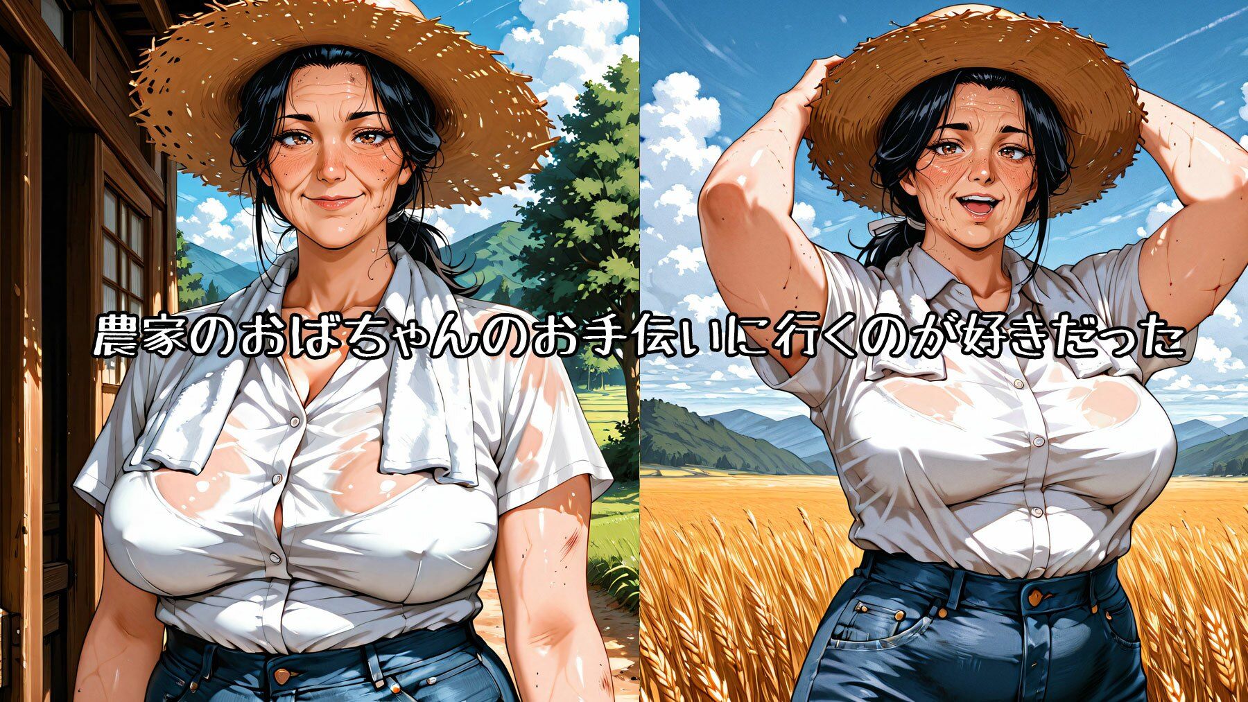 農作業の手伝いをしたらおばちゃんのおっぱい見せてもらえた - サンプル画像 1