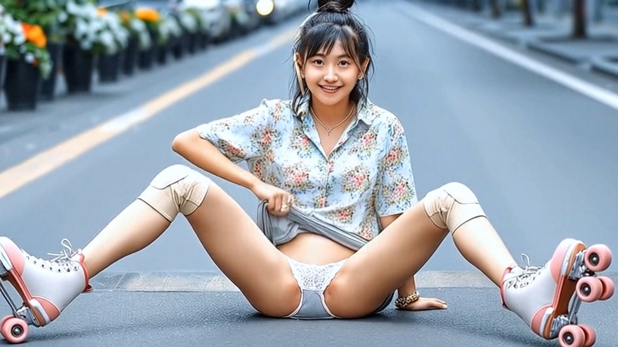 妄想25 生パンでローラースケートするギャル AI生成動画 - サンプル画像 2