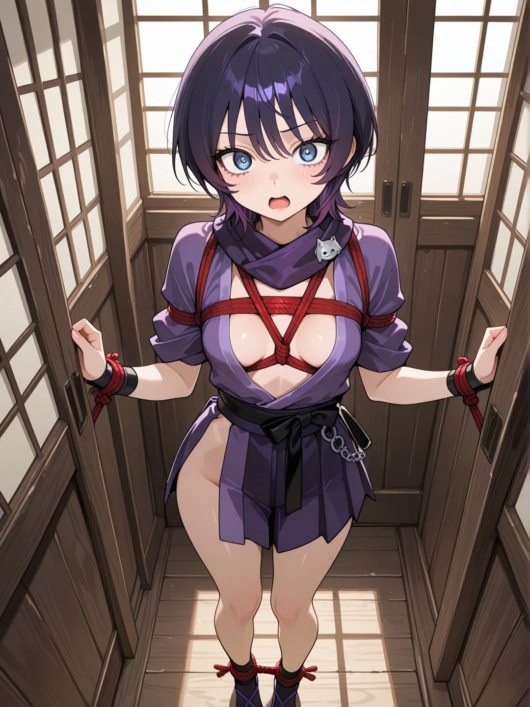 捕らわれた紫髪くノ一 〜潜入任務の果てに〜【R-18 AI CG集】 - サンプル画像 4
