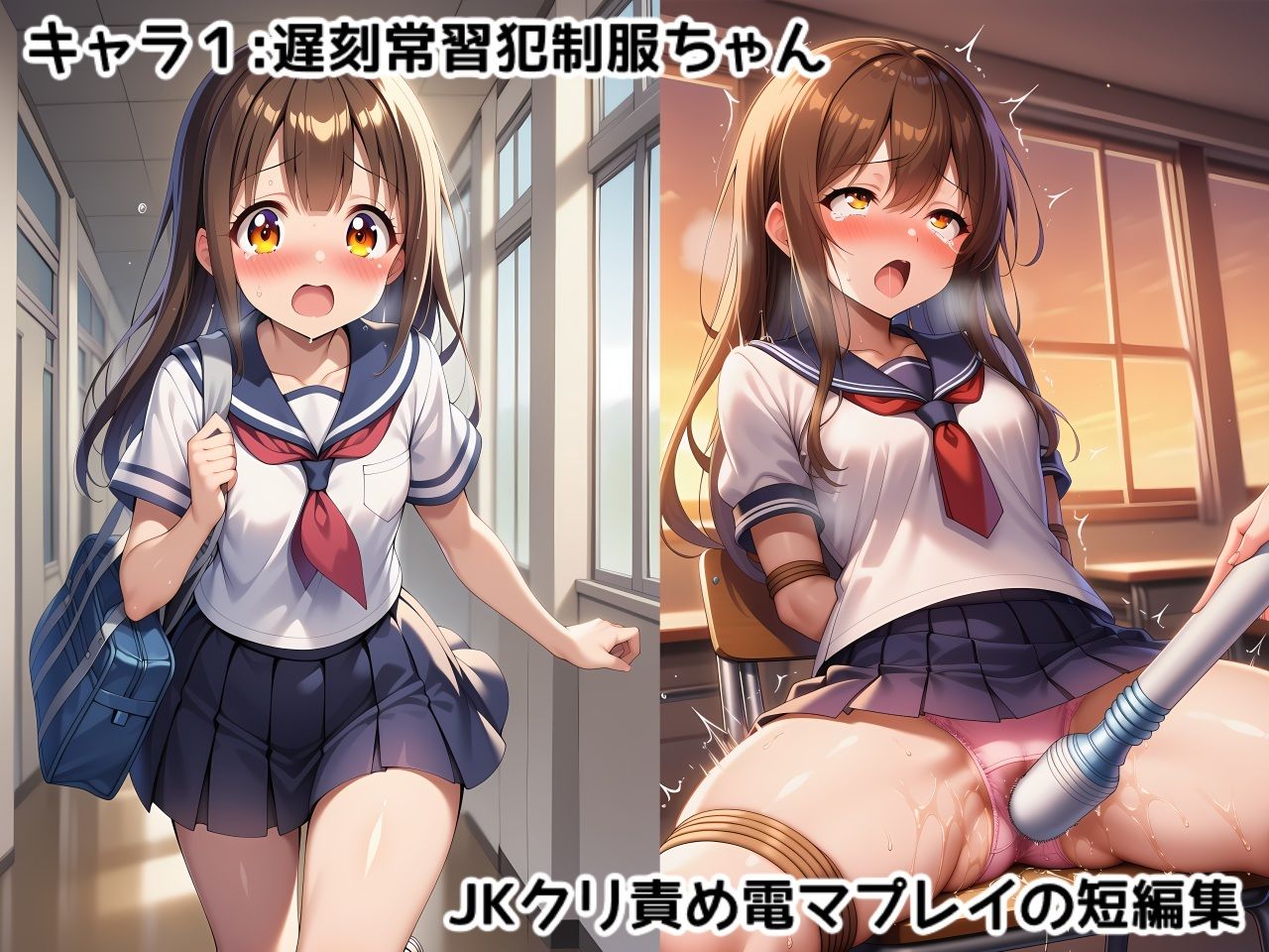 女子校生お仕置きクリ電マ〜些細なミスでお仕置きクリ電マ調教のやりすぎアクメ処刑させられちゃう女子校生達の短編CG集 - サンプル画像 1