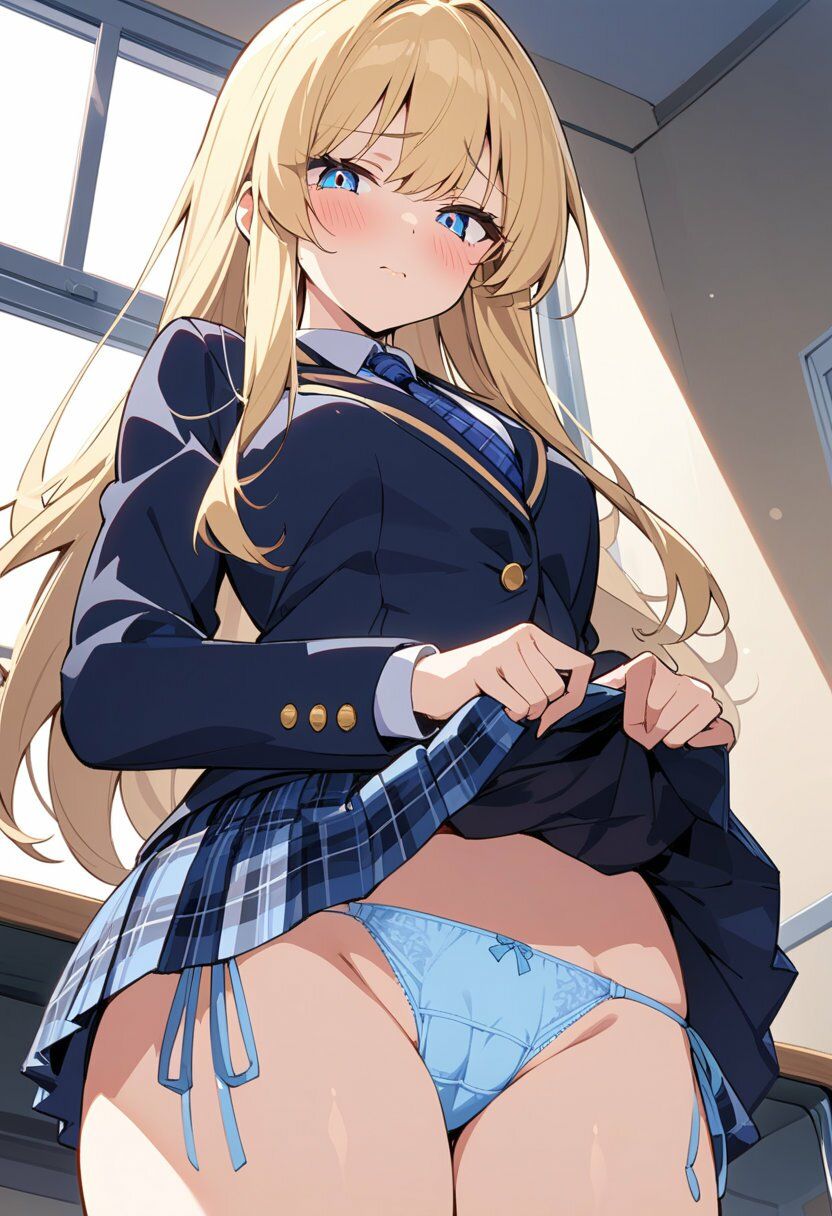 ブレザー服でスカートたくし上げパンチラ200枚 - サンプル画像 9
