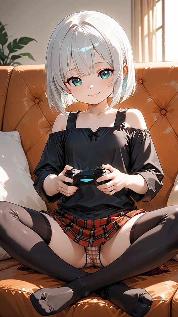 銀髪ショートカットの妹がパンツを見せて誘惑してくるCG集 - サンプル画像 7