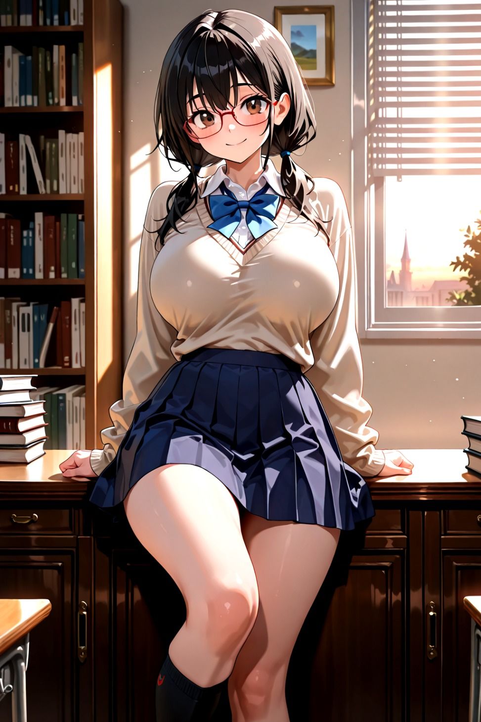 放課後、図書室、物陰で。 - サンプル画像 1