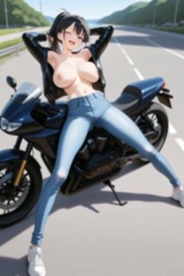 【裸ジーンズ女子12】乳首丸見えのライダースガール - サンプル画像 10