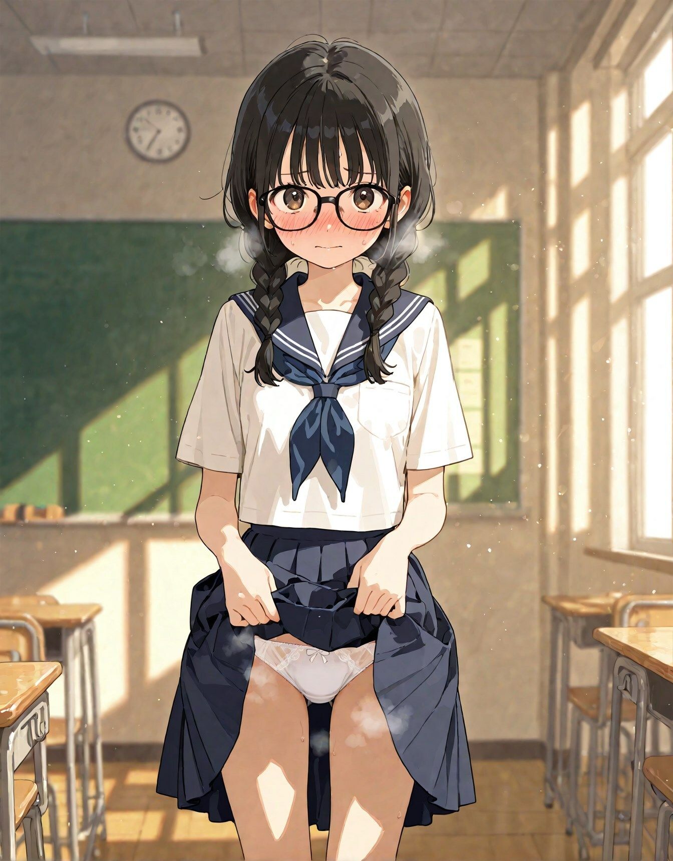めがね委員長の学校露出日記 - サンプル画像 1