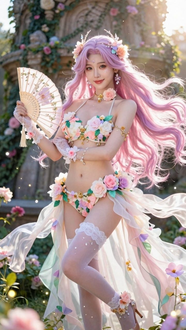 【AIコスプレ美女アイドルシリーズ ＃005 MV ＆ 写真集】〜Me or the Flowers / 星乃音ぴこ〜 - サンプル画像 2