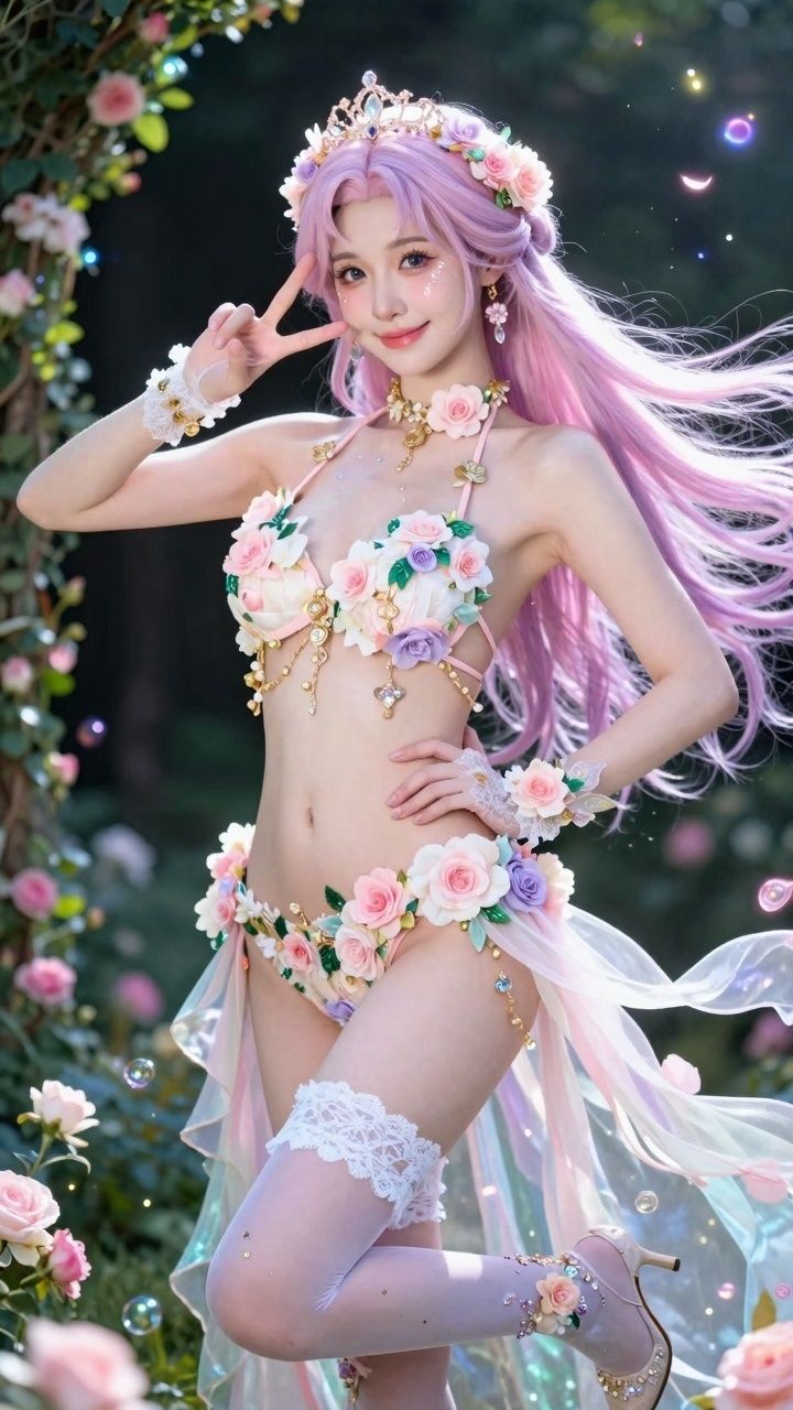 【AIコスプレ美女アイドルシリーズ ＃005 MV ＆ 写真集】〜Me or the Flowers / 星乃音ぴこ〜 - サンプル画像 3