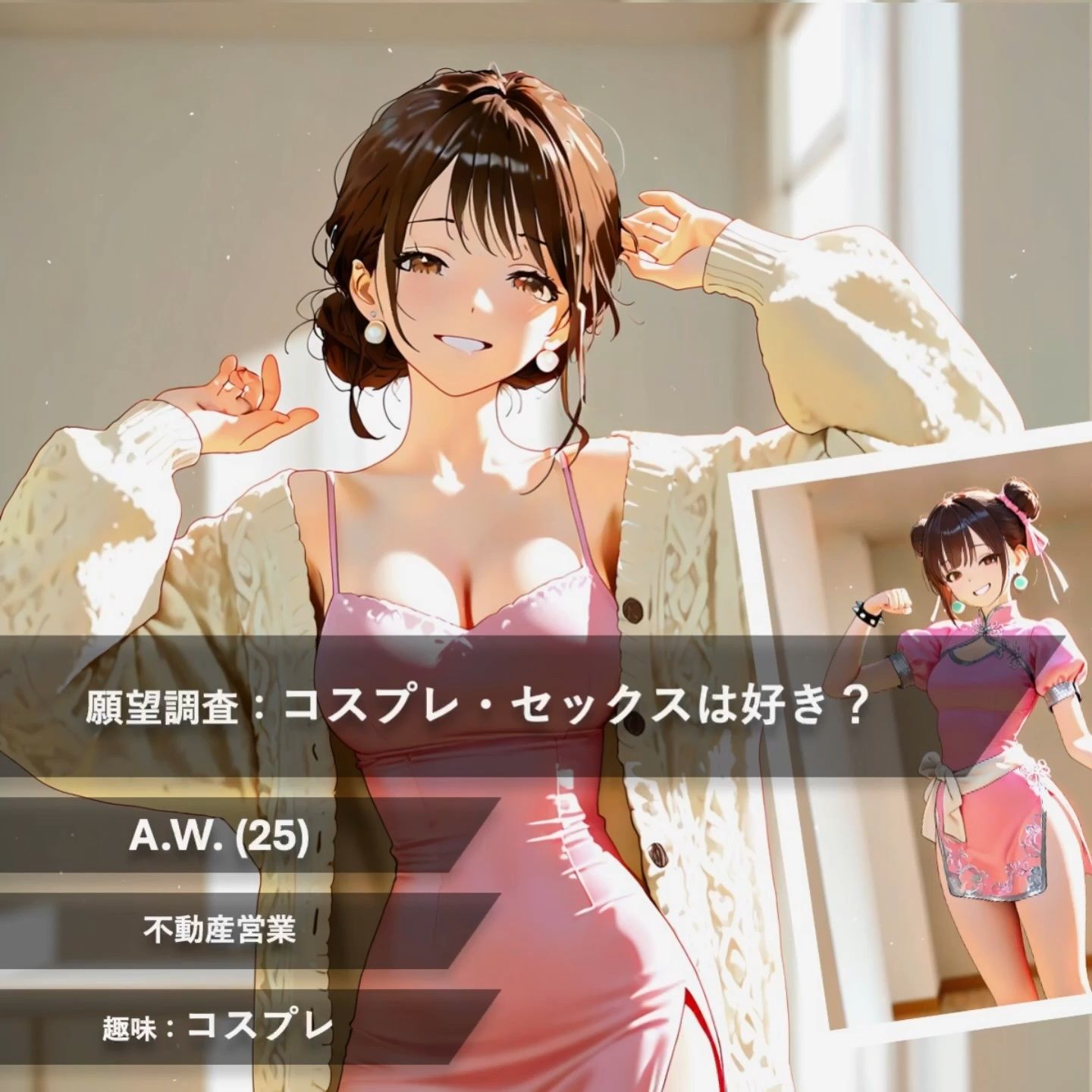 【フルボイス:約6分】快感に吹き飛んだコスプレイヤーの矜持、自ら衣装を手にハメ懇願で腰振りセックス【実験的作品:願望時間と賢者時間＃6】 - サンプル画像 1