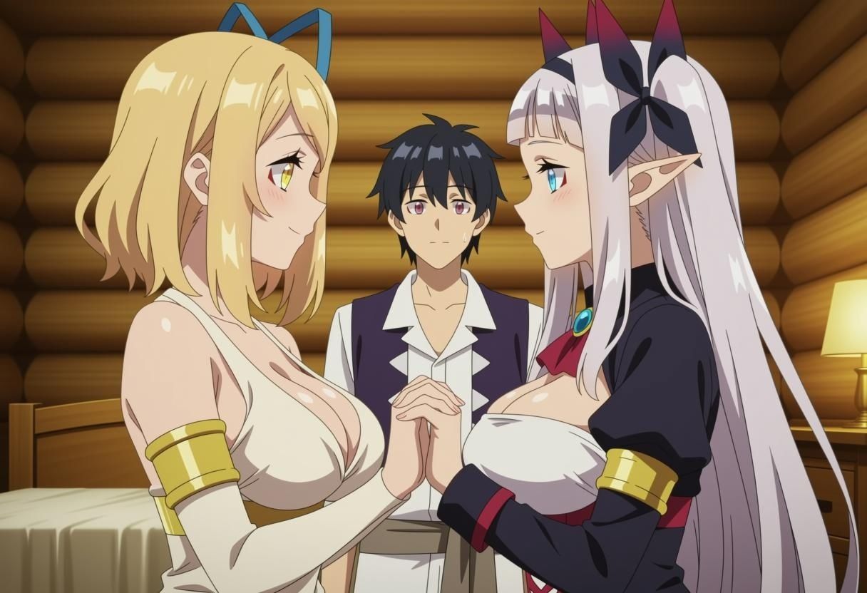 【アニメ21枚＋CG166枚】 ティアとルールーシー=ルー〜異世界娘たちの部屋極楽3P〜 - サンプル画像 1