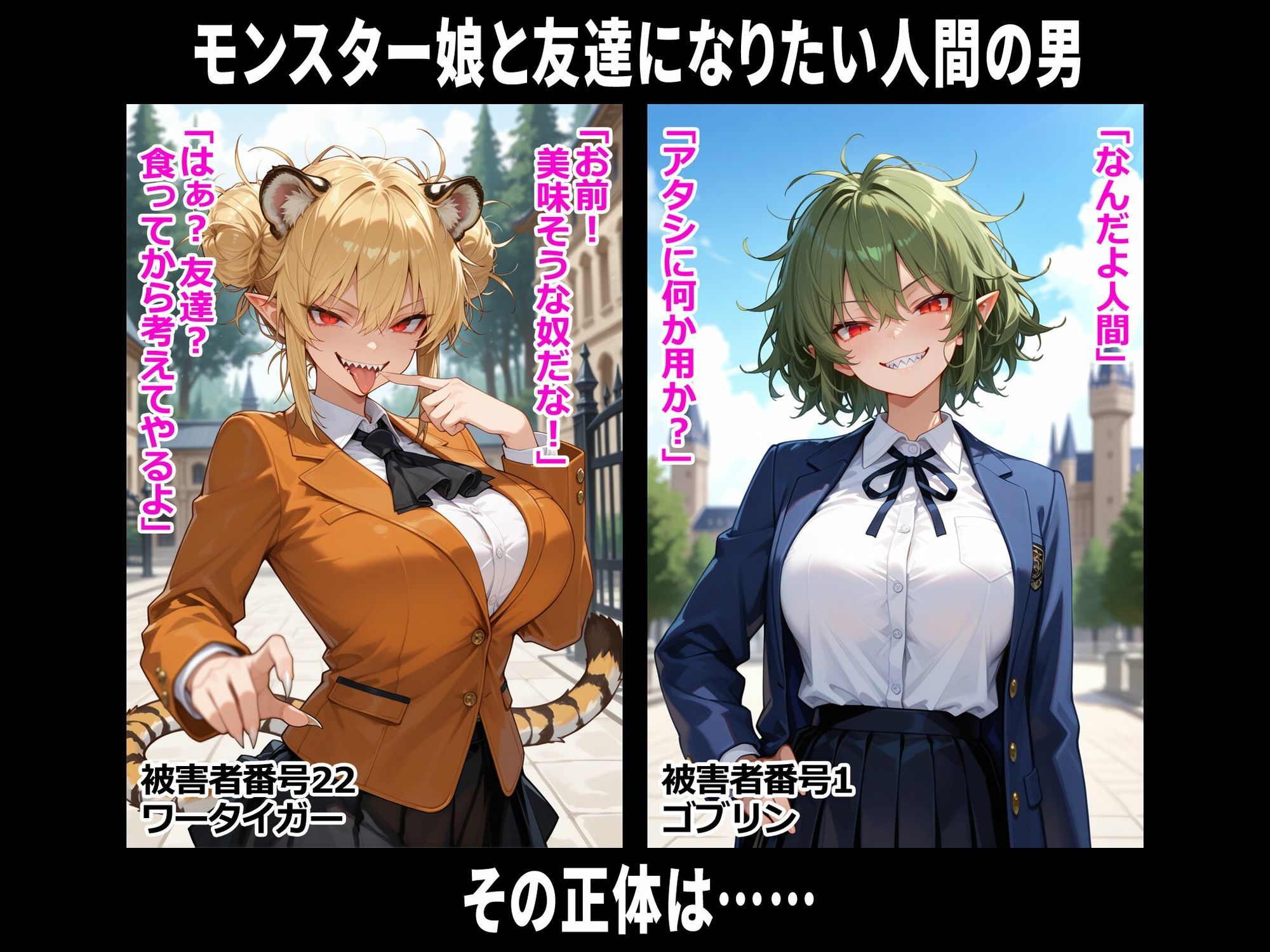 巨乳モンスター娘レ〇プ事件被害者録 即出し2コマ - サンプル画像 1