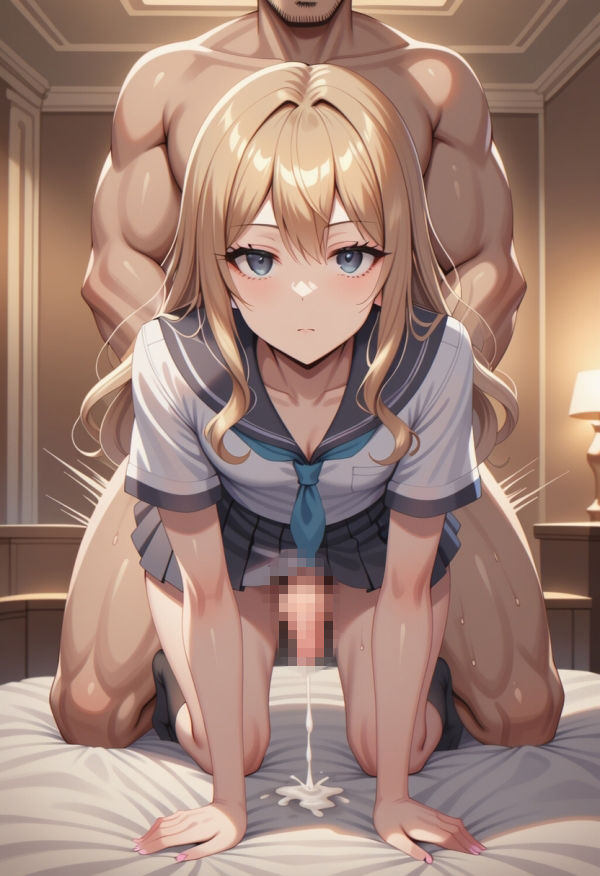 ふたなりJKがパパ活でおじと無表情エッチ - サンプル画像 3