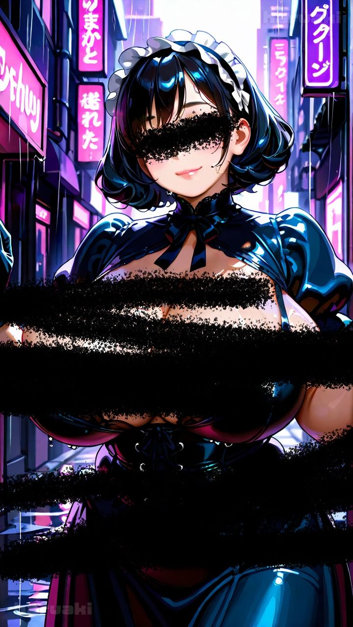 【AIアニメ巨乳美女写真集】Vol.16路地で出会ったふわふわ系ゴスロリ山口さんのおっぱいバトル - サンプル画像 1