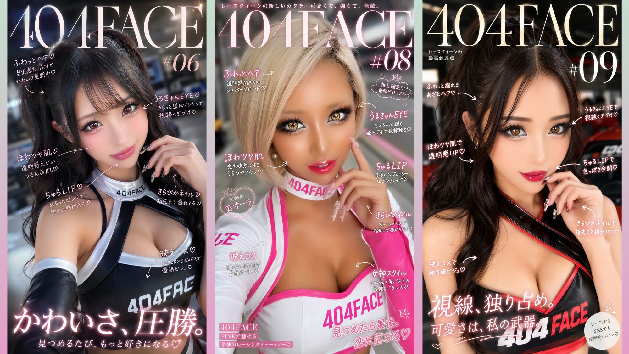 【404FACE】GARQUEEN ド派手メイクの最強レースクイーンギャルに大量顔射！☆48人☆【4K超高画質動画】Facial Compilation - サンプル画像 2