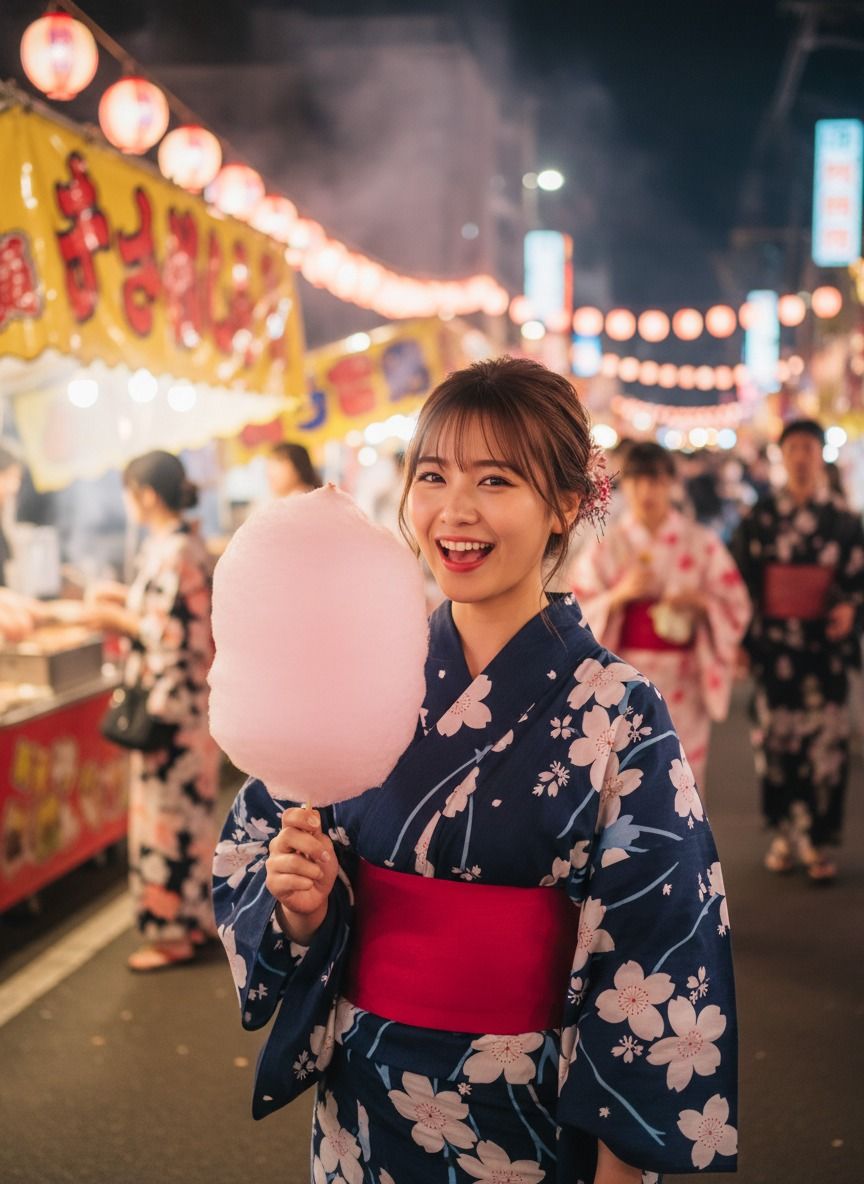 「あなたと歩く夏祭り 〜浴衣のまゆと夜風の誘惑〜【完全版20枚】」 - サンプル画像 1