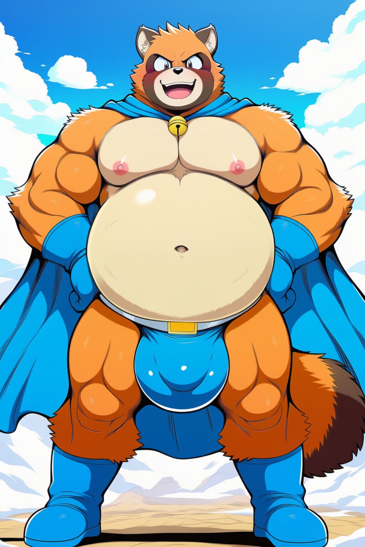 狸のケモヒーロー ラクバルンのエッチな日常イラスト集 - サンプル画像 1