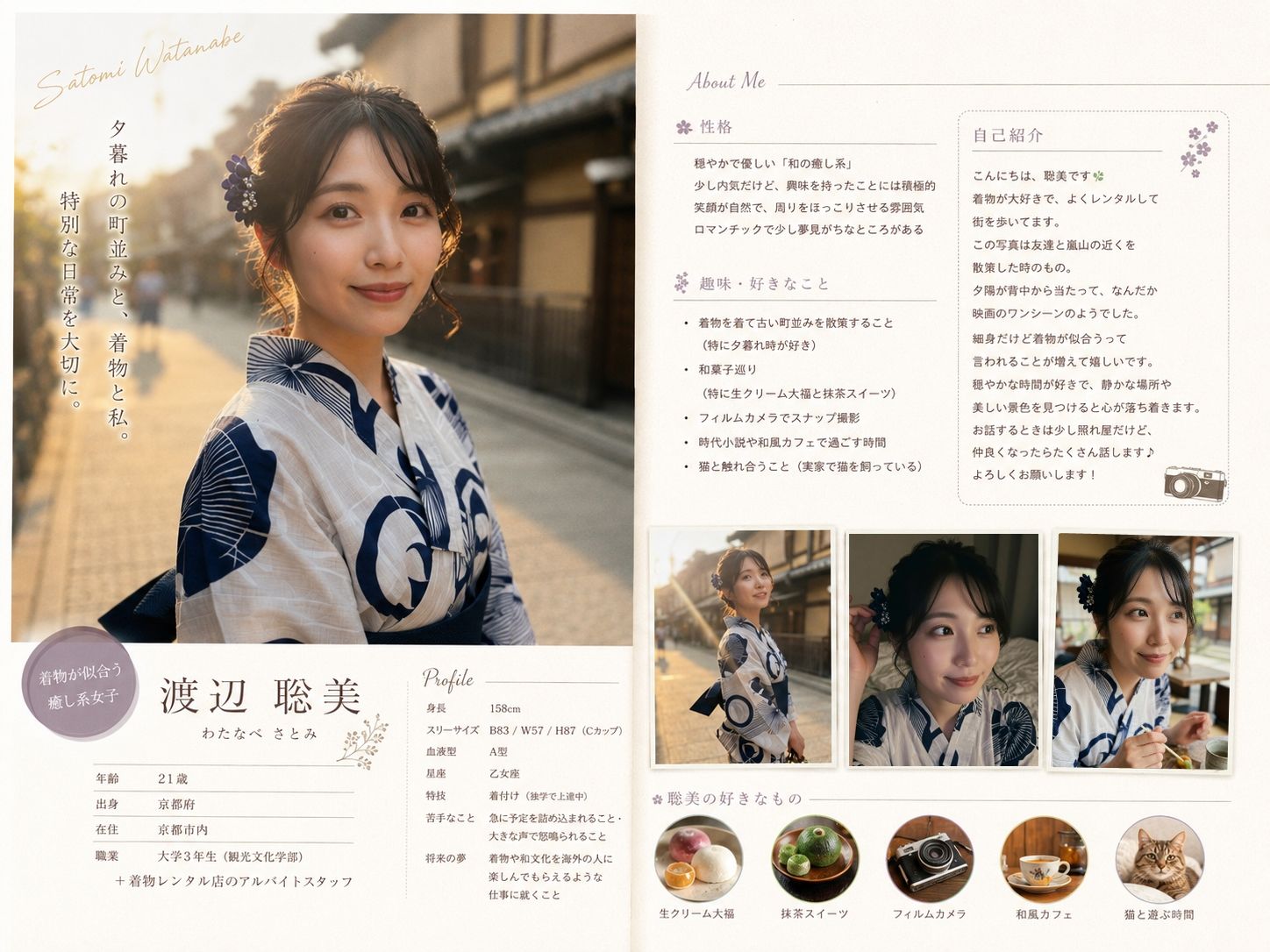 【AI生成】AI写真集 Vol.4 渡辺 聡美 インターン/大学生（24）「インターンと過ごす、禁断の時間」 - サンプル画像 1