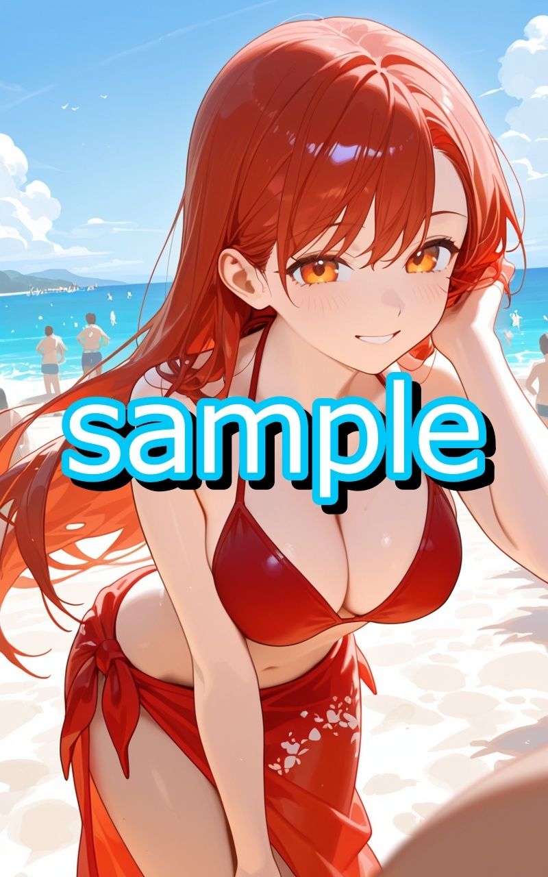 幼なじみお姉さんに日焼け止め塗ってたら勃起バレして岩陰でSEXするイラスト集 - サンプル画像 1
