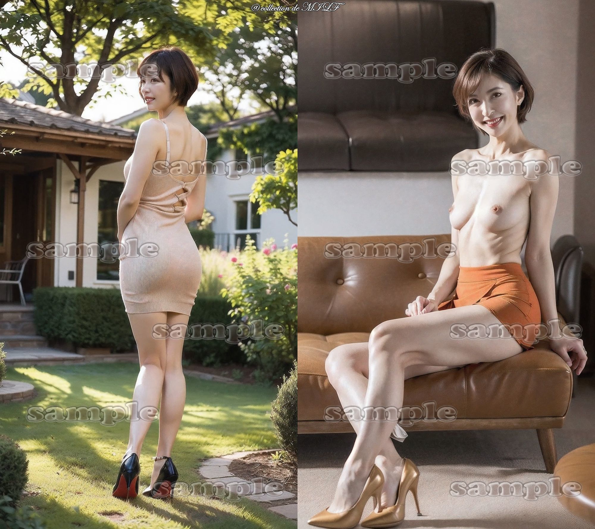 【AIグラビア】熟女のヒップとトップレス姿 - サンプル画像 1