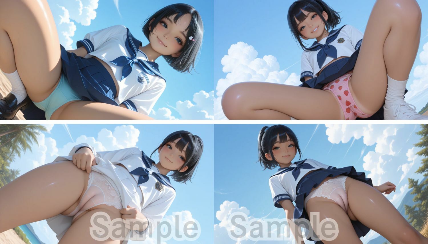 夏の放課後、セーラー服JKがおしっこ見せつけ - サンプル画像 1