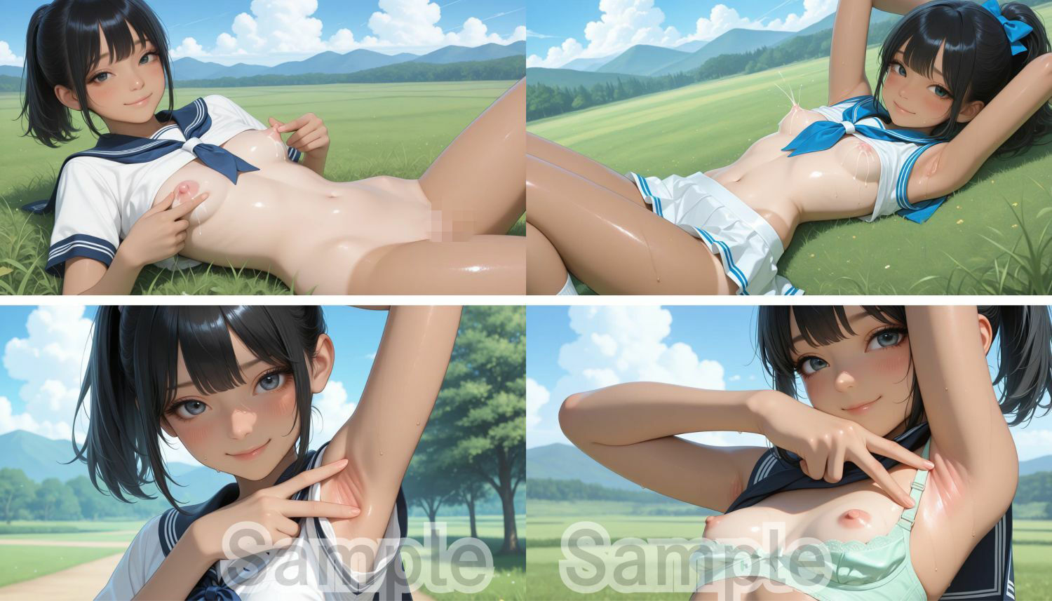夏の放課後、セーラー服JKがおしっこ見せつけ - サンプル画像 5