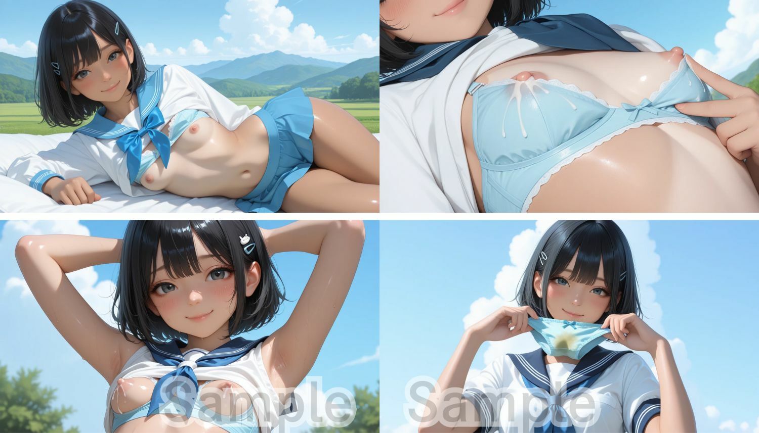夏の放課後、セーラー服JKがおしっこ見せつけ - サンプル画像 8