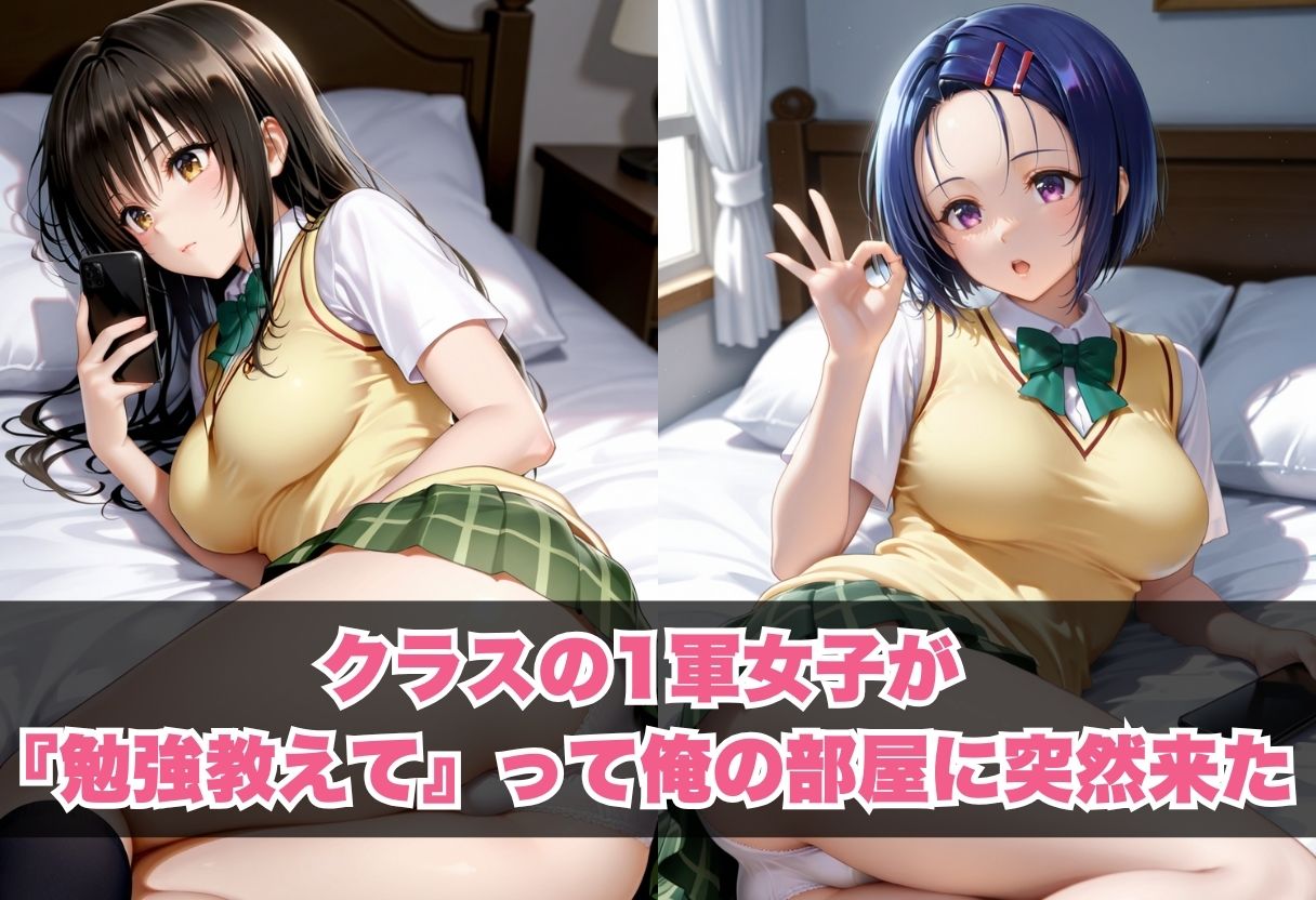 クラスの一軍女子が部屋に来て 〜勉強のふりして甘く誘惑してくる最強美女〜 - サンプル画像 1