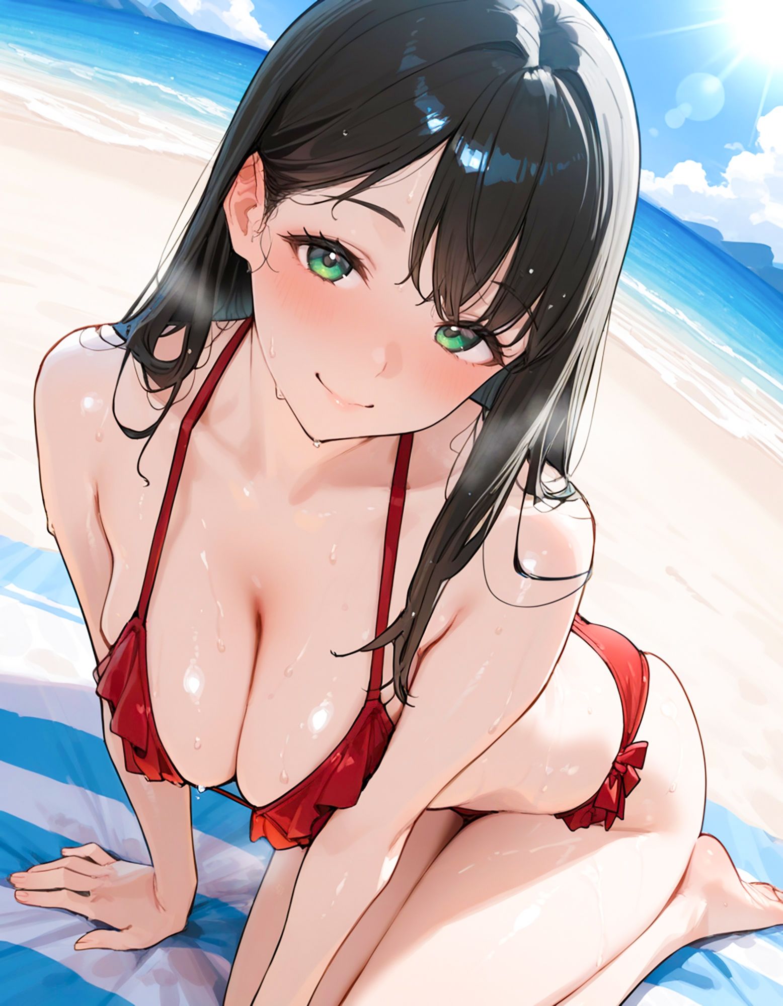 優等生快楽堕ち！ビキニ姿の黒髪美少女生徒会長をアヘイキするまでわからせたったww2【真夏のビーチ×ナイトプール編】 - サンプル画像 2