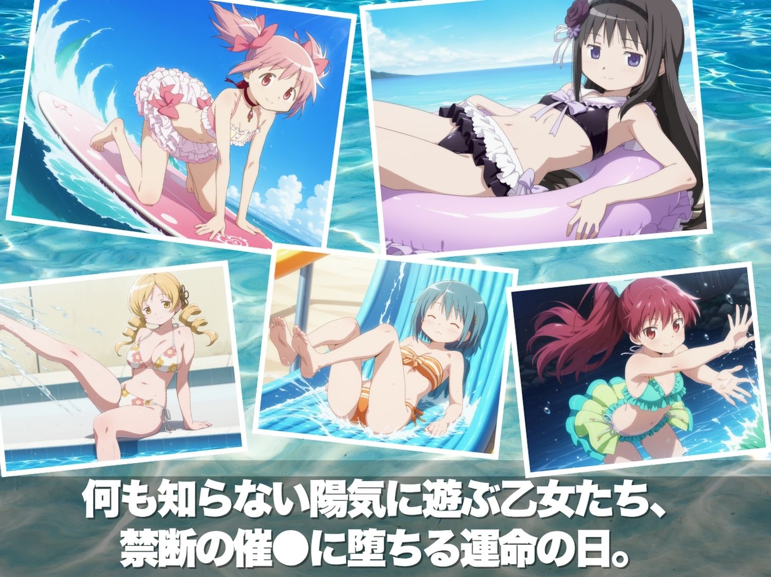 真夏の淫夢ビーチ  魔●少女ま●か★マ●カ編 - サンプル画像 1