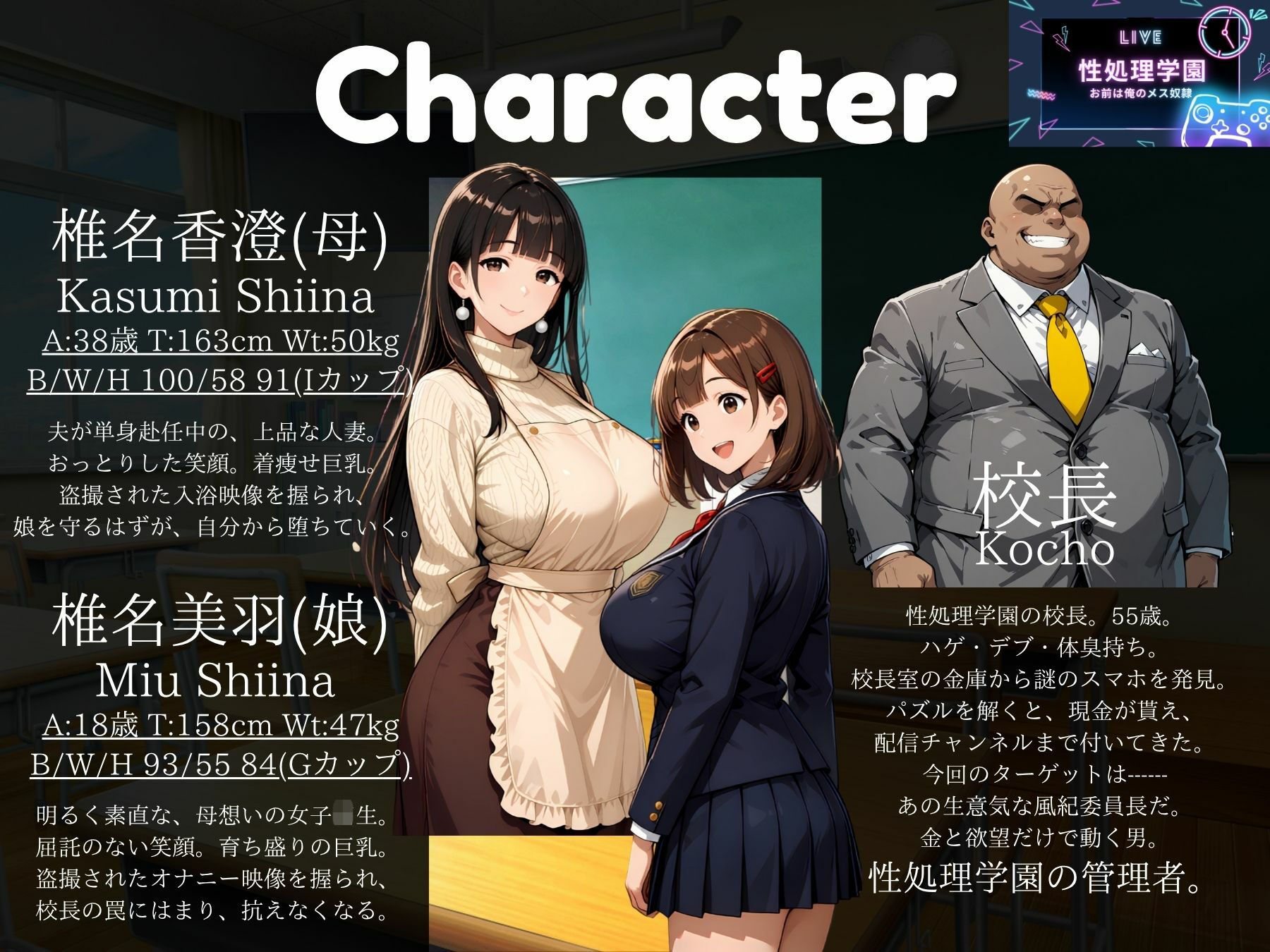性処理学園【母娘編】巨乳母娘がNTRで親子丼に堕とされ種付け中出しされる話 - サンプル画像 1