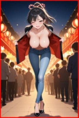 ★SEX有★【裸ジーンズ女子14】裸ジーンズ女子と夏祭り - サンプル画像 1