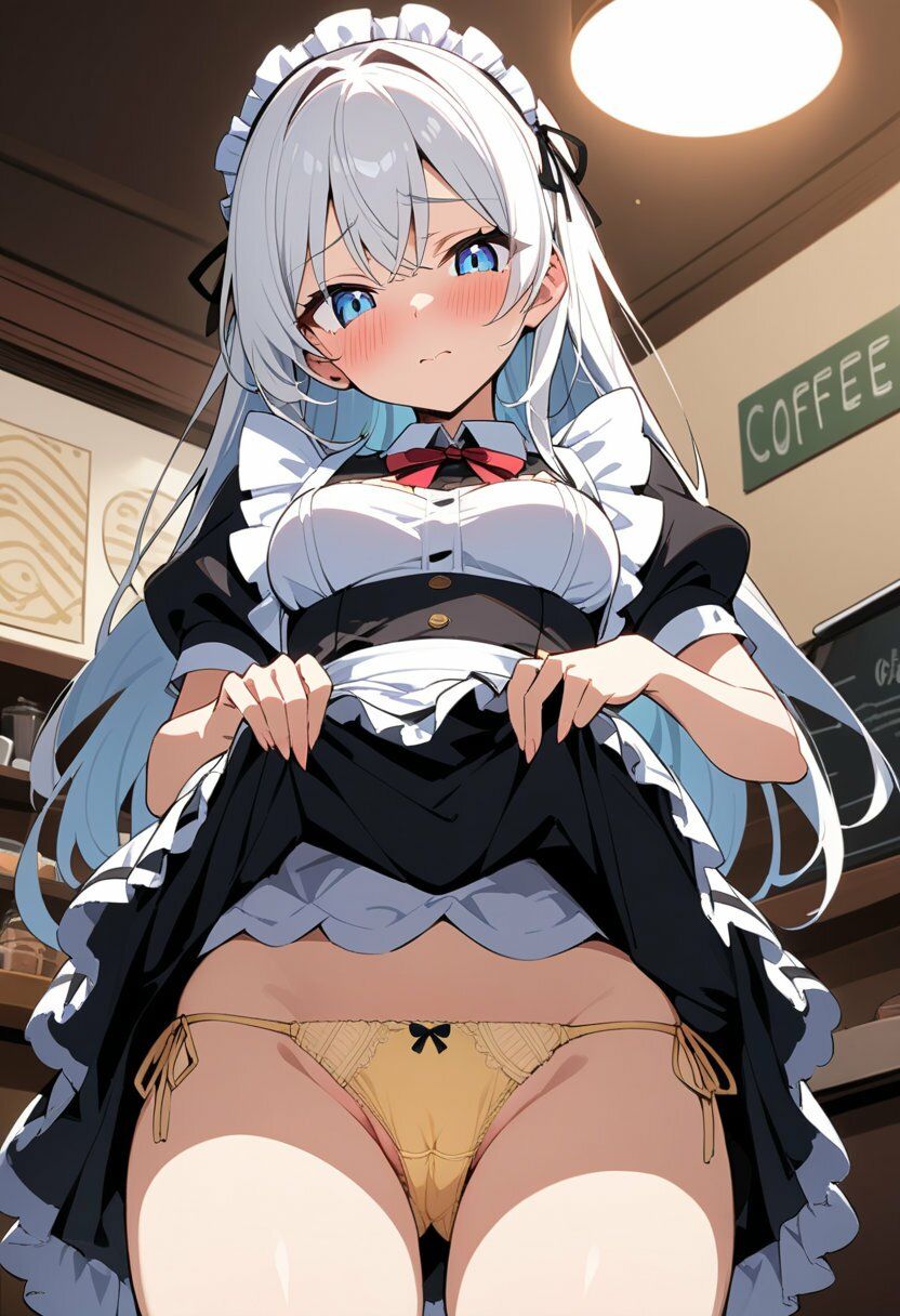 メイド服でスカートたくし上げパンチラ200枚 - サンプル画像 4