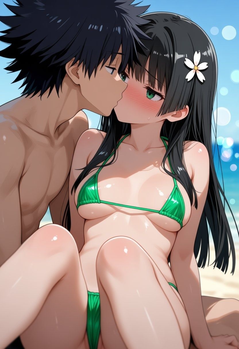 佐◯涙子、食◯操祈が際どい水着でビーチでセックスする【CG206枚】 - サンプル画像 2